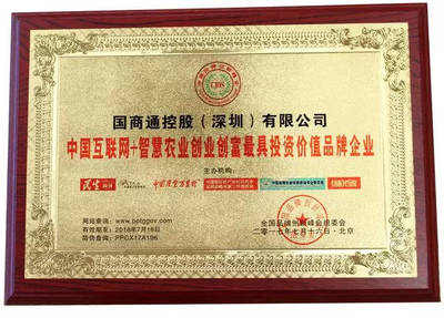 国商通荣膺“智慧农业创业创富最具投资价值品牌企业”，投资控股驱动产业新未来